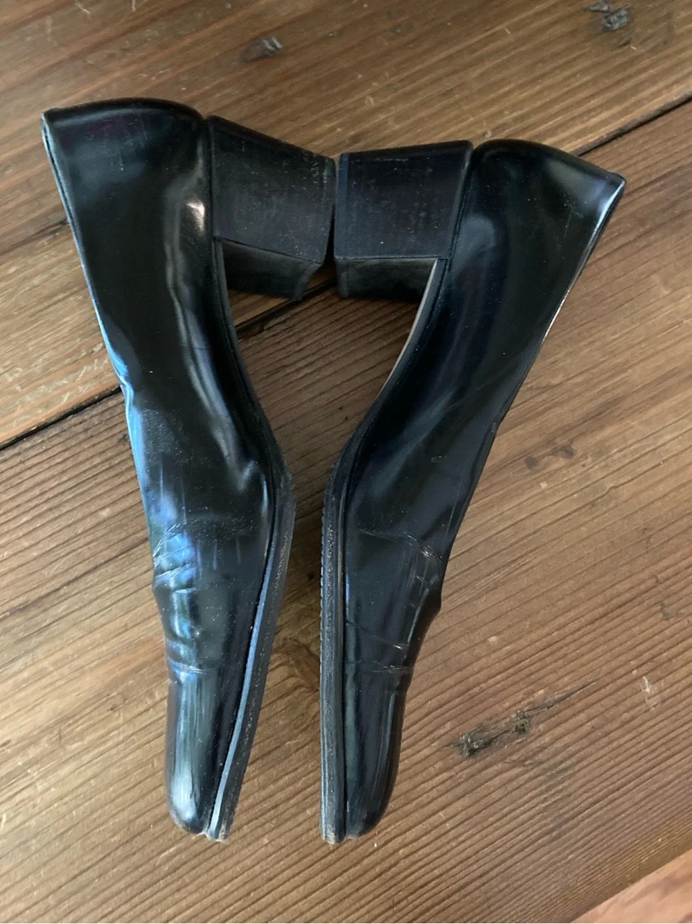 Amalfi Black Leather Square-Toe Pumps